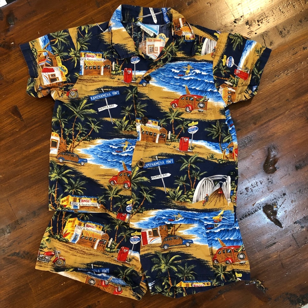 Toddler Boys Matching Hawaiian Outfit Shirt & Shorts 2T-3T